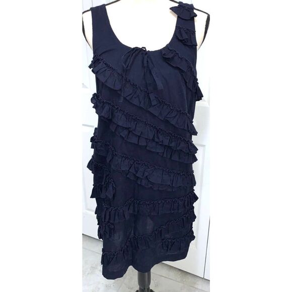 J.CREW Dresses & Skirts - J. Crew Ruffled Sleeveless Navy Dress- S/M